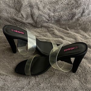 Pink and Black Women's Heels